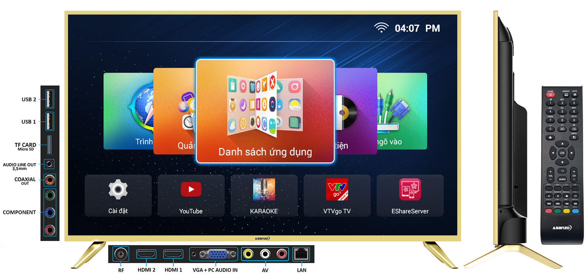 Smart TV ASANZO 43 inch 43AS520 - Hàng chính hãng (chỉ giao HCM)