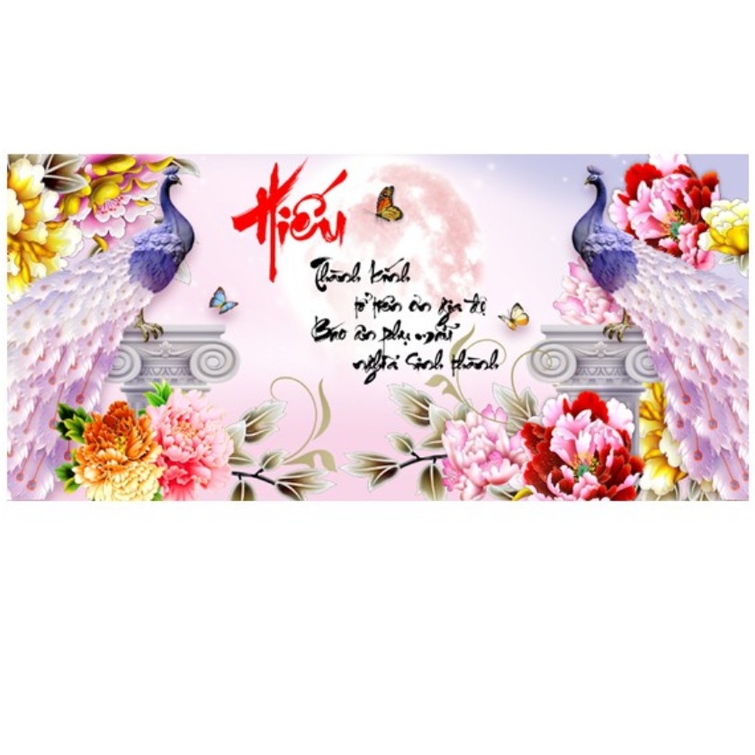 Tranh thêu chữ thập Hiếu - chưa thêu