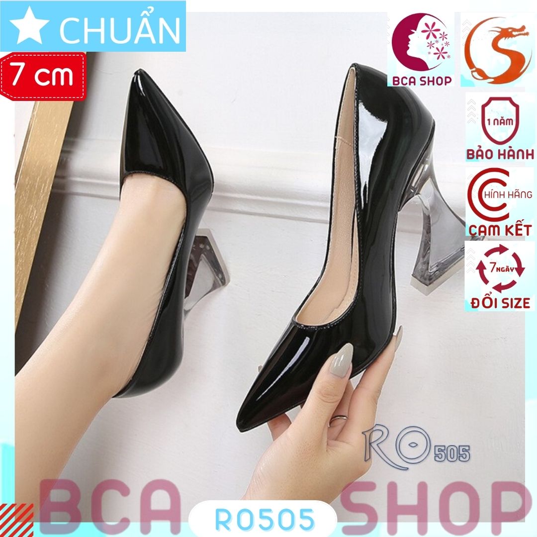 Giày cao gót nữ bít mũi 7p RO505 ROSATA tại BCASHOP đế trong suốt cách điệu, sang trọng và đẳng cấp - màu đen