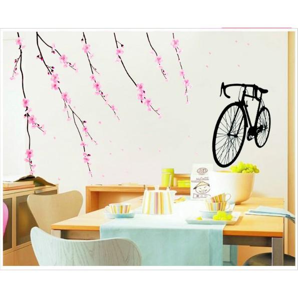 Decal trang trí Rèm dây hoa hồng Xe Đạp A.H