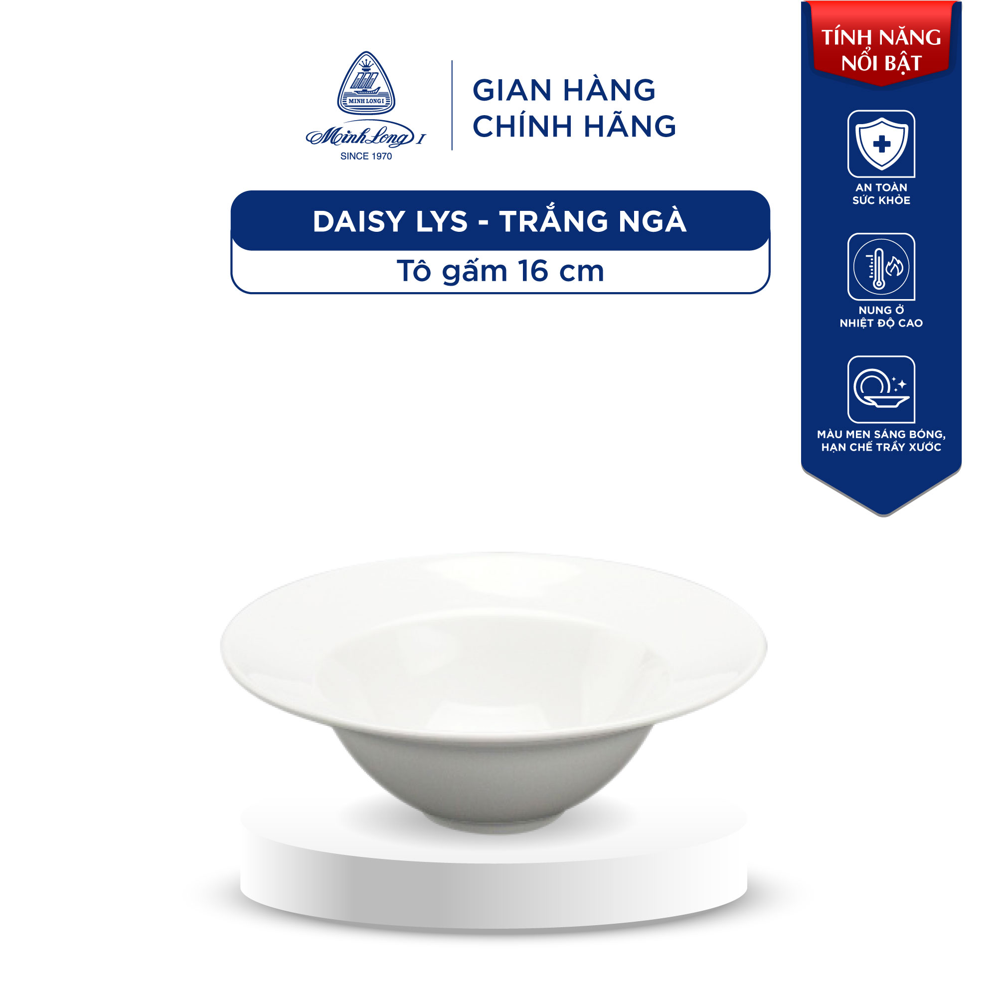 Tô Gấm Sứ Minh Long - Daisy Lys - Trắng Ngà - 16 cm