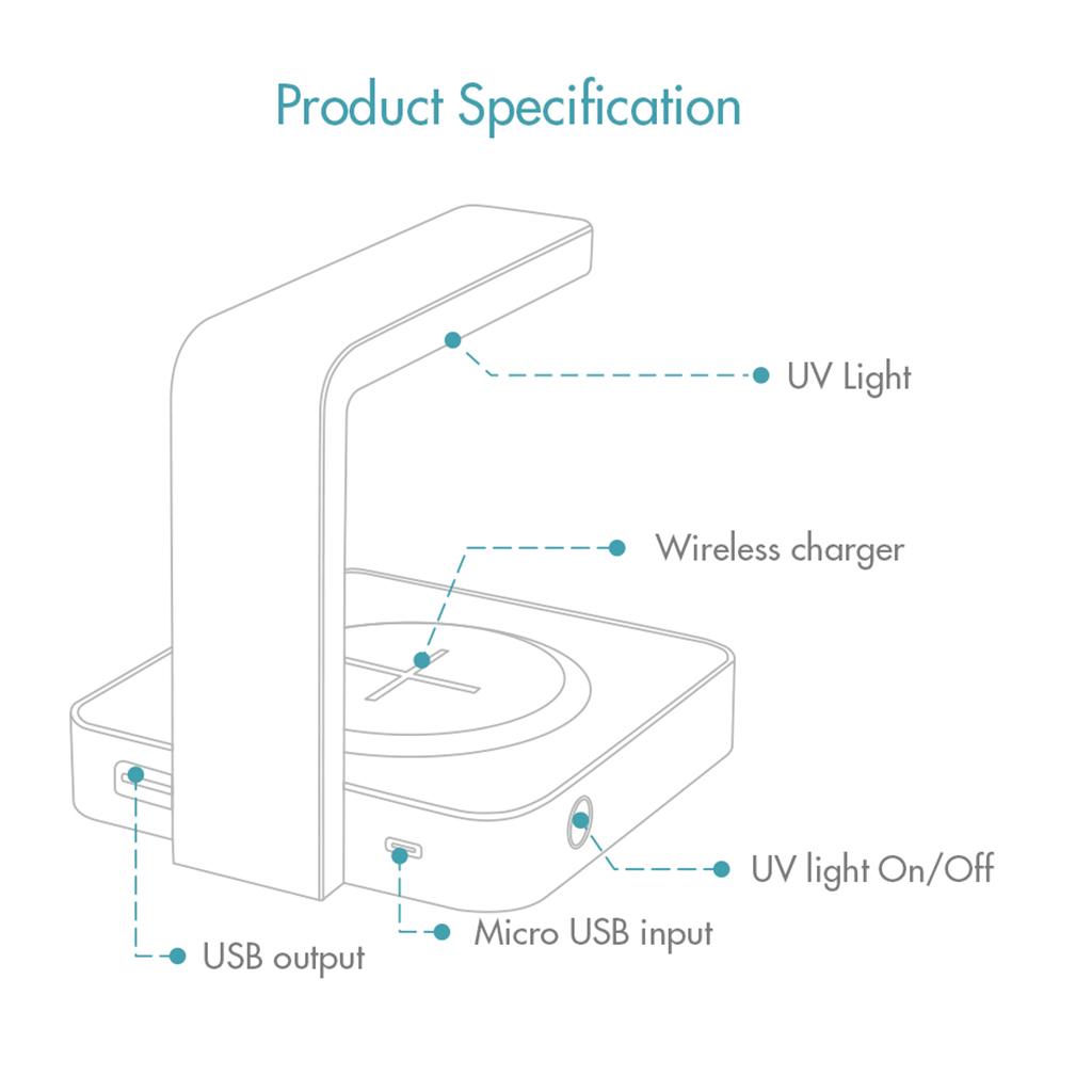 Cell Phone UV Disinfection Light Smartphone Sterilizer Wireless Charger Stand
