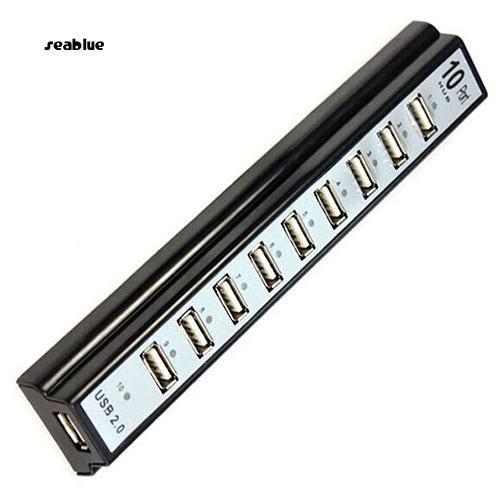 Hub 10 Cổng USB 2.0 Tốc Độ Cao + Bộ Chuyển Đổi Nguồn Hoa Kỳ Dành Cho Máy Tính