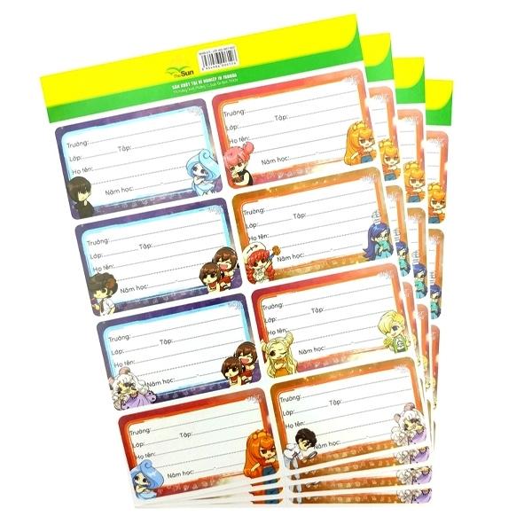 Bộ 3 Nhãn Học Sinh 8 Ô - Lớp Học Mật Ngữ (4 Tờ/Xấp) (Mẫu Màu Giao Ngẫu Nhiên)