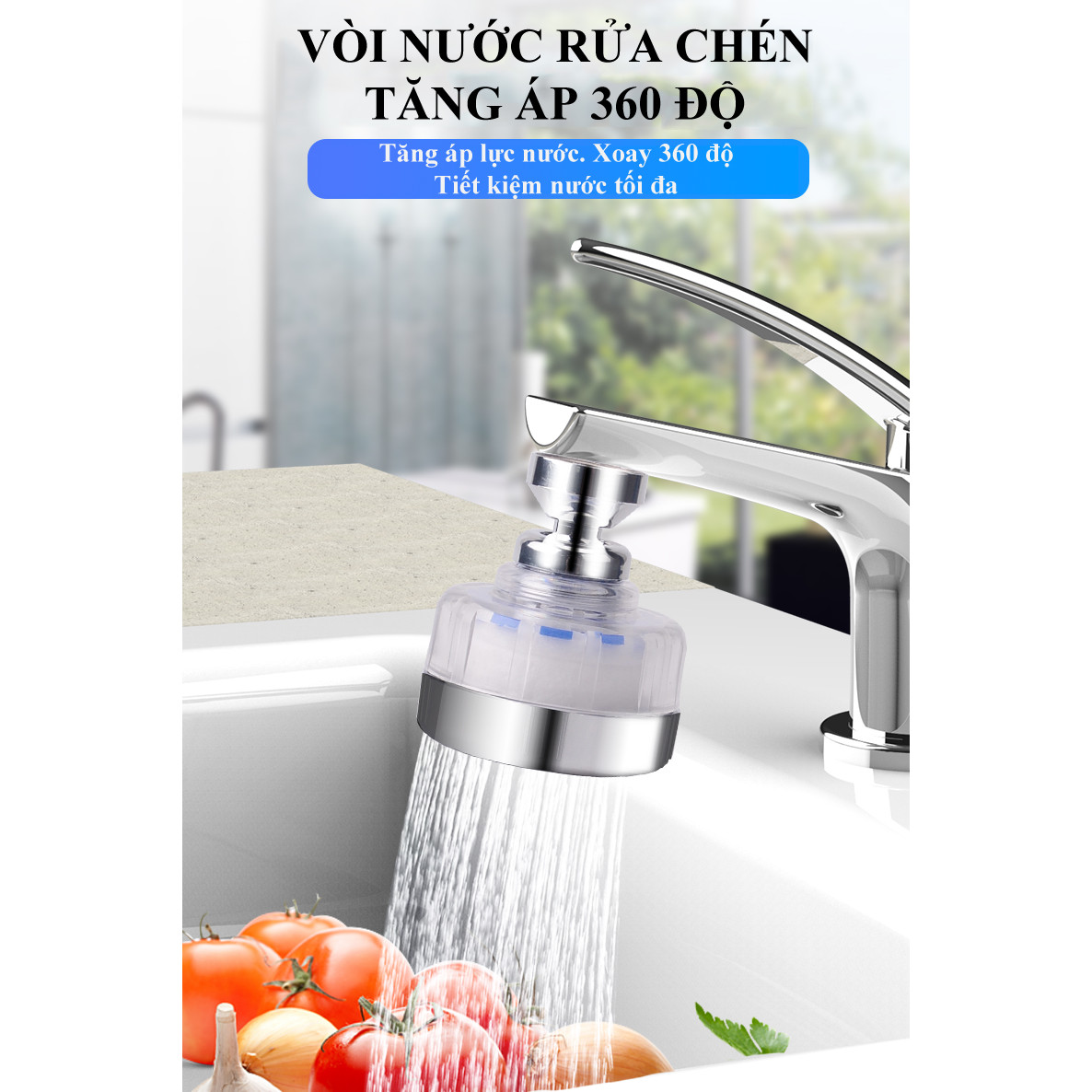 Đầu lọc nước sạch cho vòi nước (tăng áp, lọc nước) lavabor, bồn rửa chén GD00010