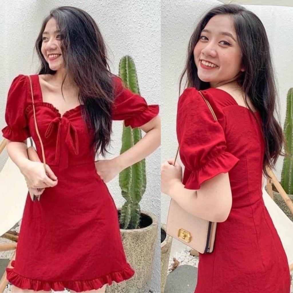 Đầm Suông Ngắn Đỏ Bèo