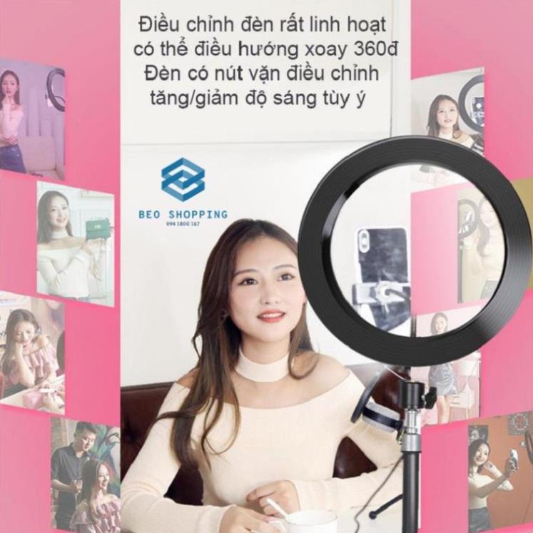 Đèn Livestream size 26 30 36 45 cm và chân 2m1 Hỗ Trợ Chụp Ảnh Make up nhiều Chế Độ Sáng-phukienpt91