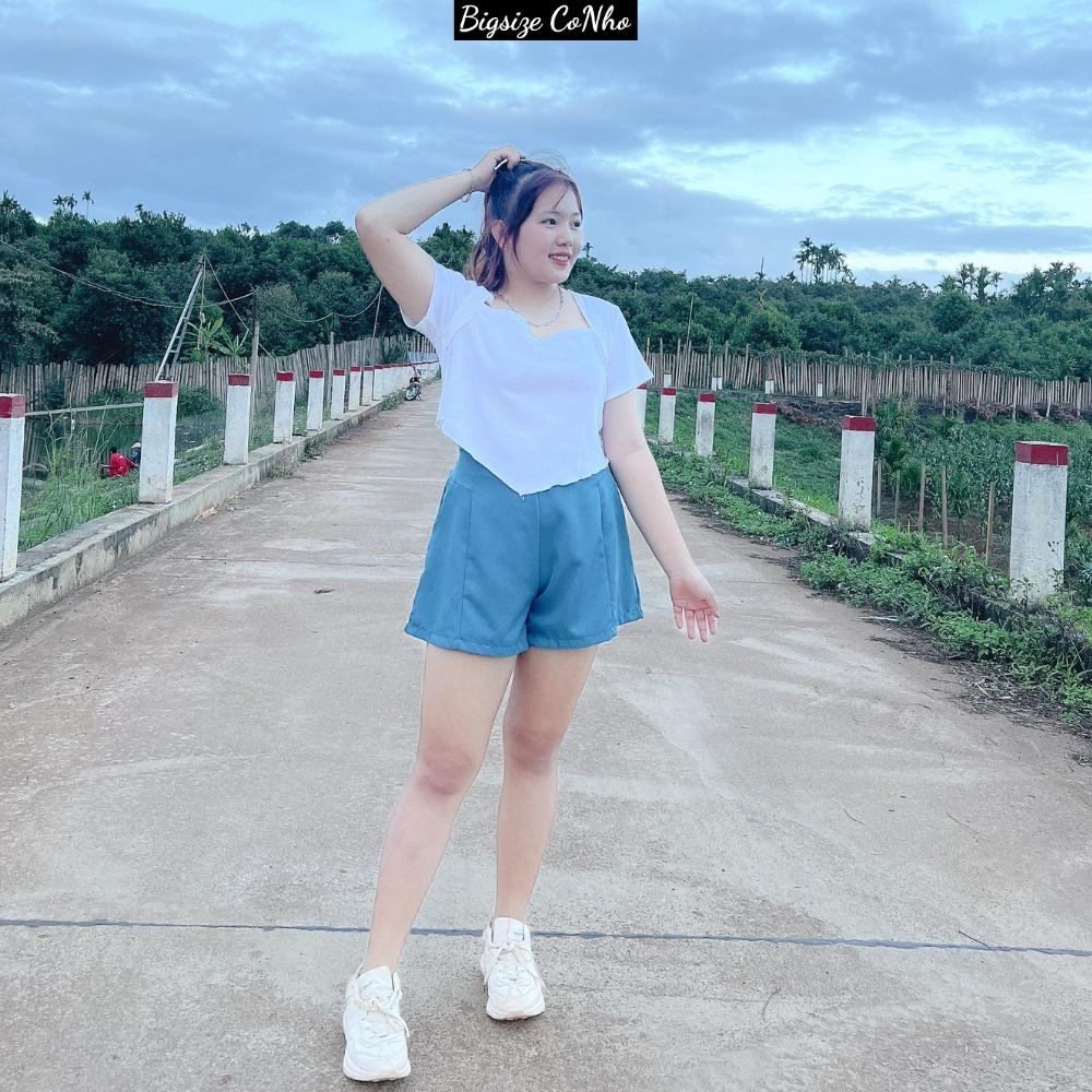Quần đùi Bigsize Cô Nhỏ cho nữ lưng thun, Quần short nữ big size ngoại cỡ 55-100kg Q1 - MÀU TRẮNG