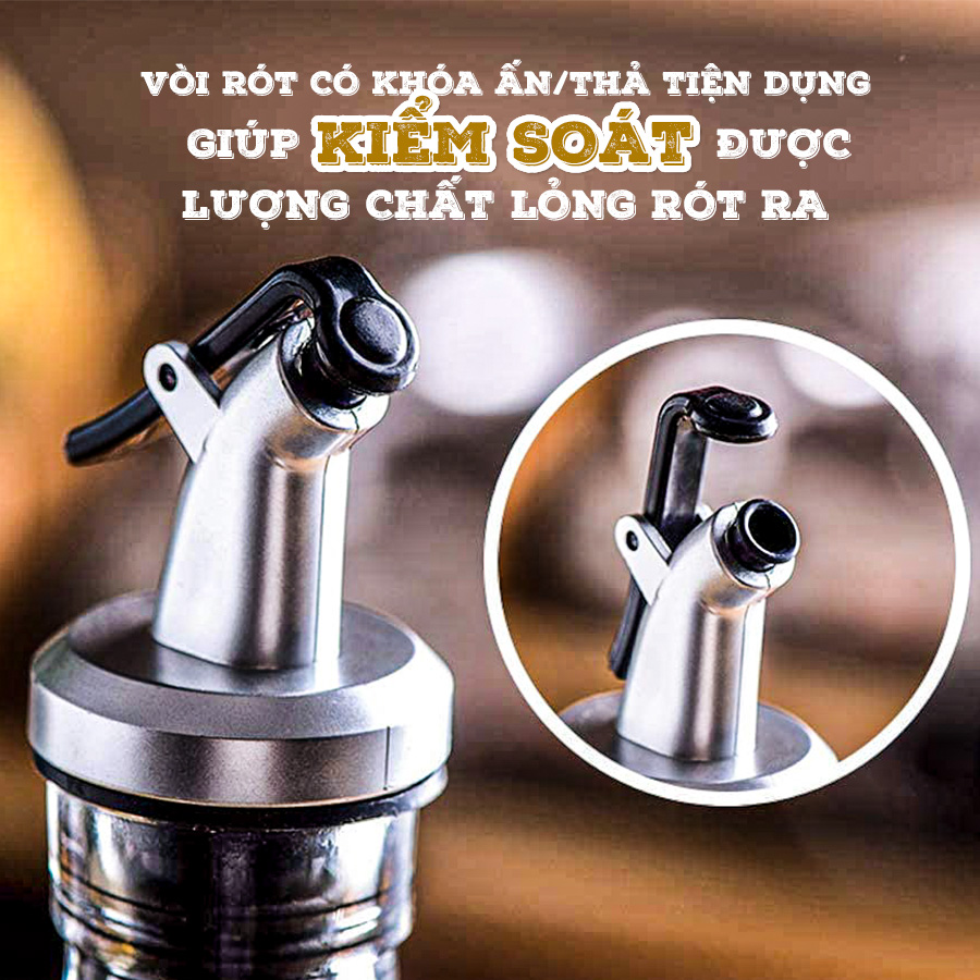 Chai rót gia vị thủy tinh vuông