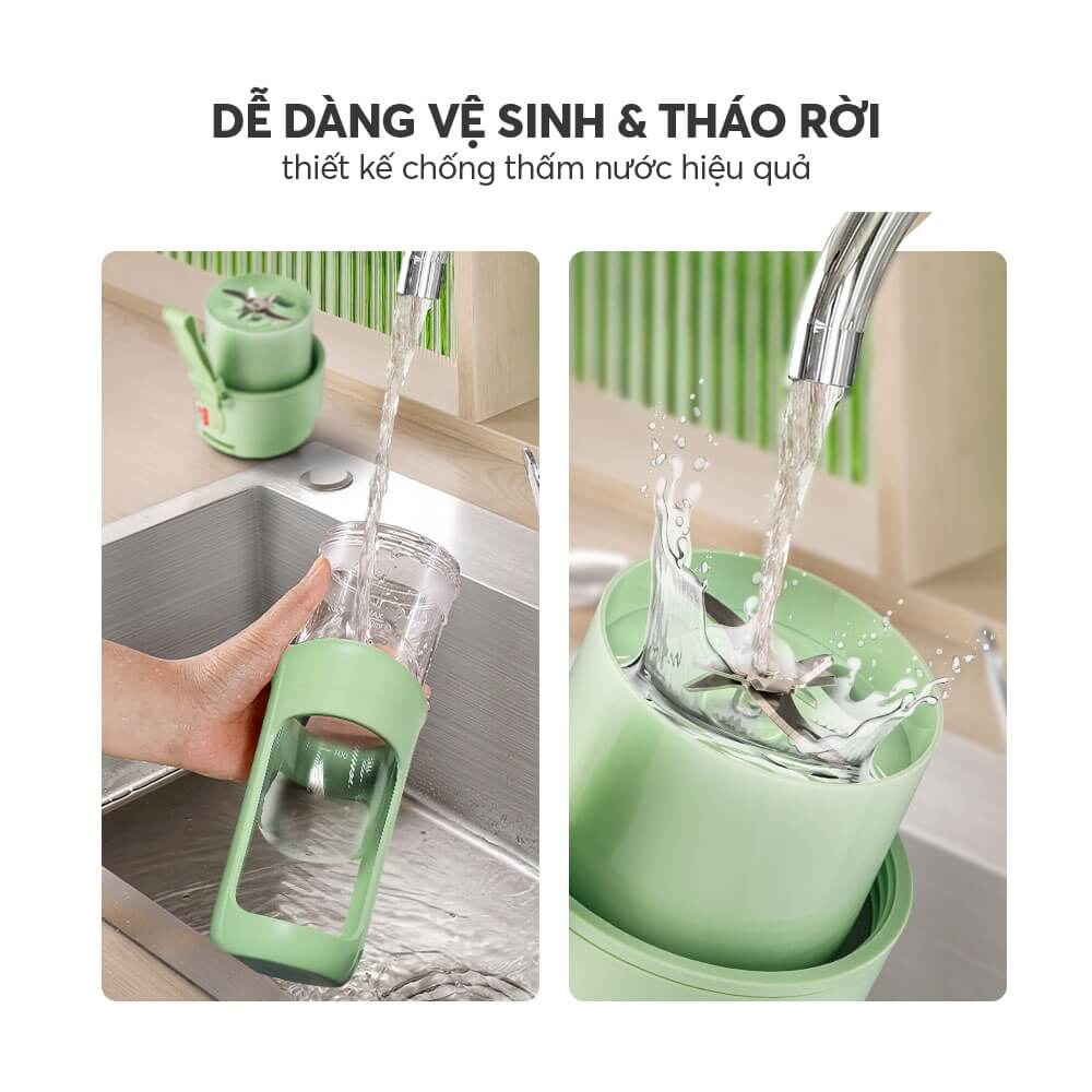 Máy xay sinh tố mini không dây Elmich BLE-3889 BLE-3890 340ml, Hàng chính hãng, chống thấm - JoyMall