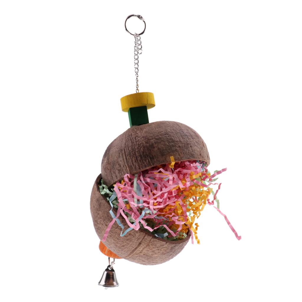 Parrot Bird Cage Chew Play Toy Coconut Hanging Swing For Parakeet Cockatiel