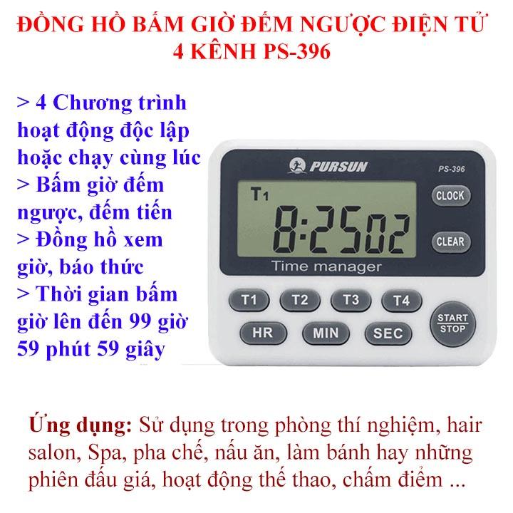 Đồng Hồ Bấm Giờ Đếm Ngược Điện Tử 4 Kênh PS-396, 4 Chương Trình Độc Lập