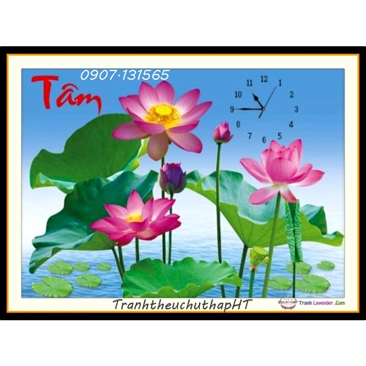 Tranh thêu chữ thập - Tranh đính đá chữ tâm 90*50cm - tự đính