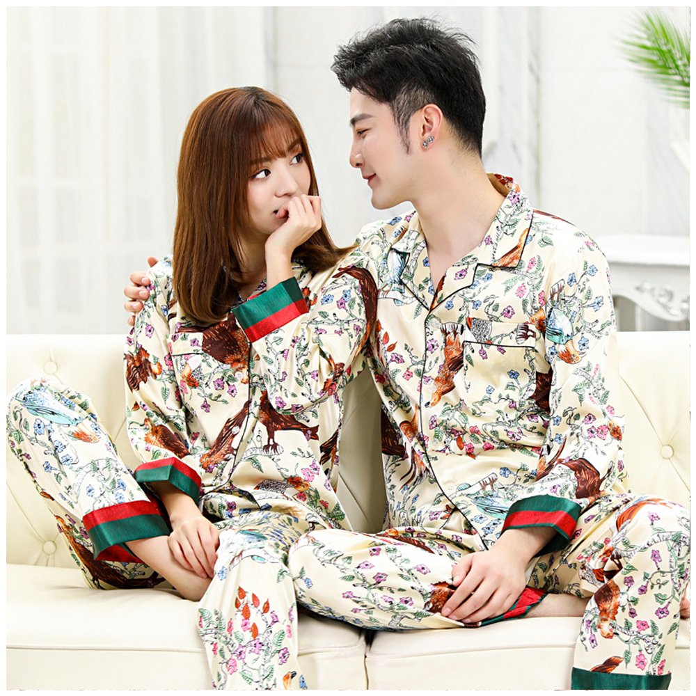 Đồ bộ Pyjama Nữ mặc nhà chất liệu phi bóng rũ mềm mại, phong cách châu âu sang trọng 88225