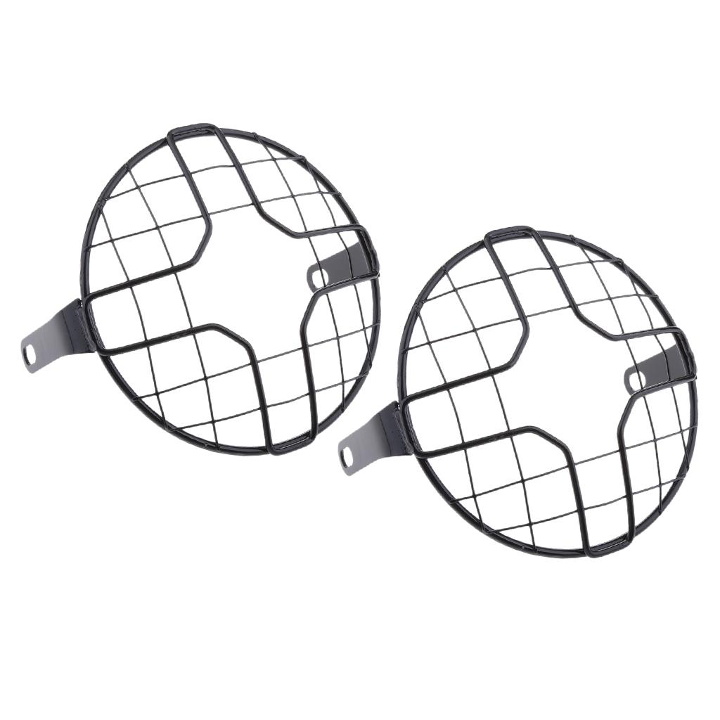 2 Pieces 175mm Metal Motorcycle Headlight Grill Guards Headlamp Covers