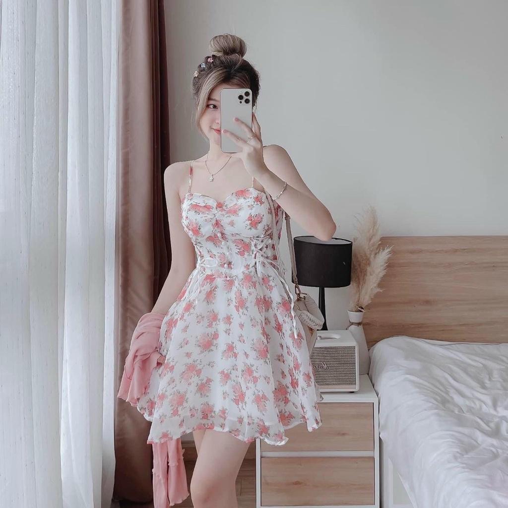 Sét áo khoác và đầm xoè voan hoa đính cườm