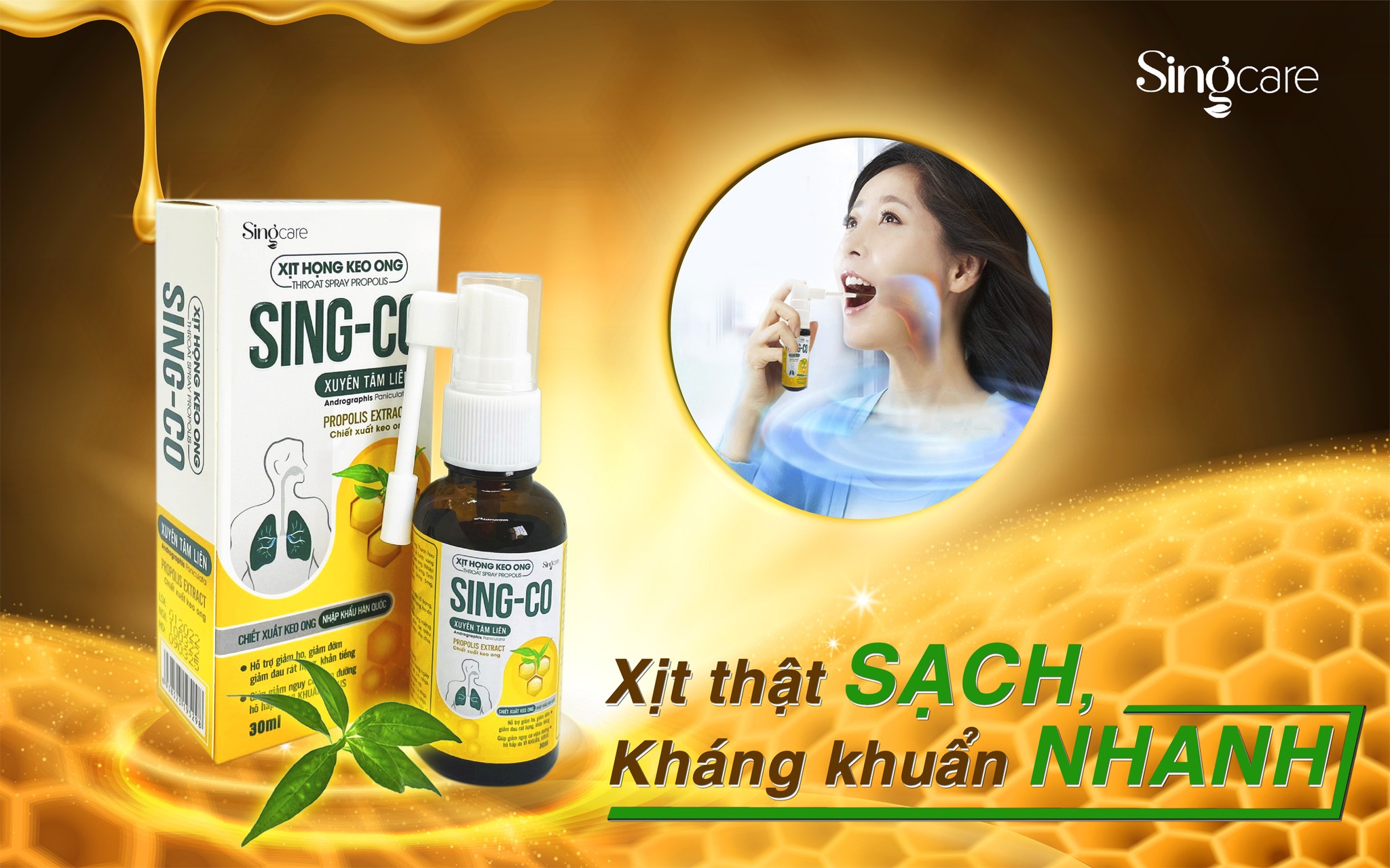 Xịt Họng Keo Ong giảm ho, đau rát họng từ thảo dược thiên nhiên ( 30ml)