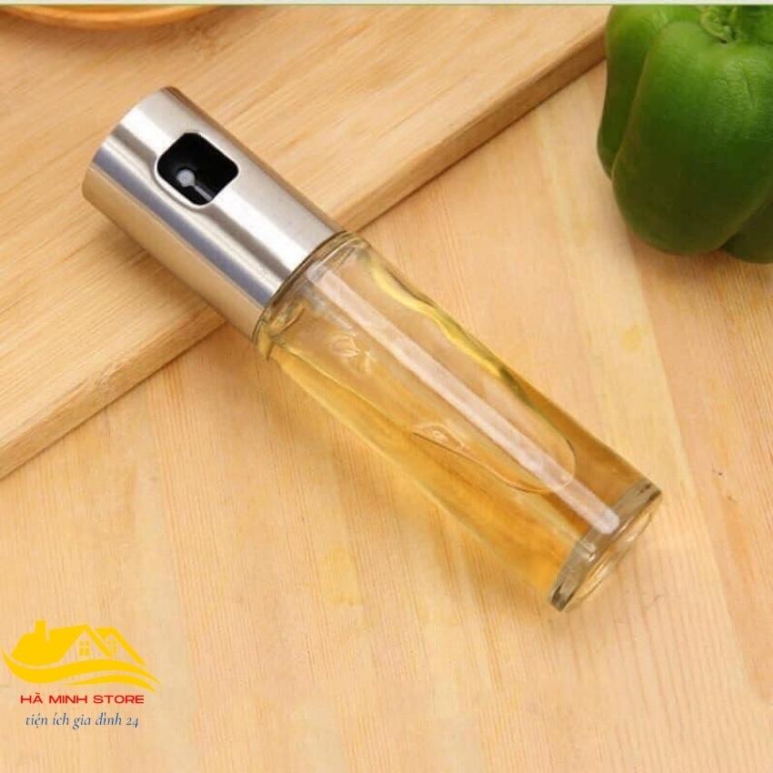 Bình xịt dầu ăn thủy tinh dung tích 100ml, xịt dầu ăn phun sương, chai xịt dầu ăn cho nồi chiên không dầu Hà Minh Store