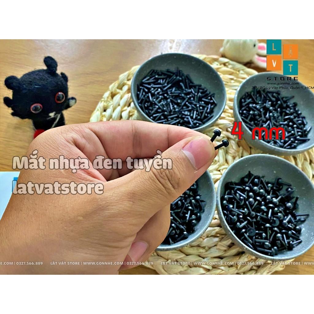 Mắt nhựa đen tuyền chân thẳng - Làm Handmade - Mắt Thú - Mắt búp bê