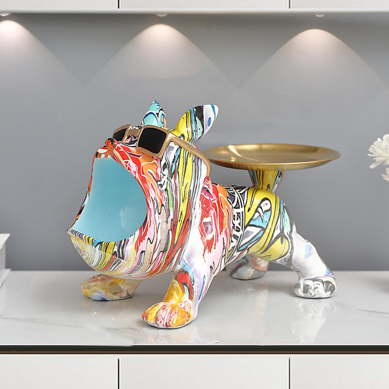 Resin Dog Statue Figurine Entrance Bedroom Living Room Storage Box Sculpture