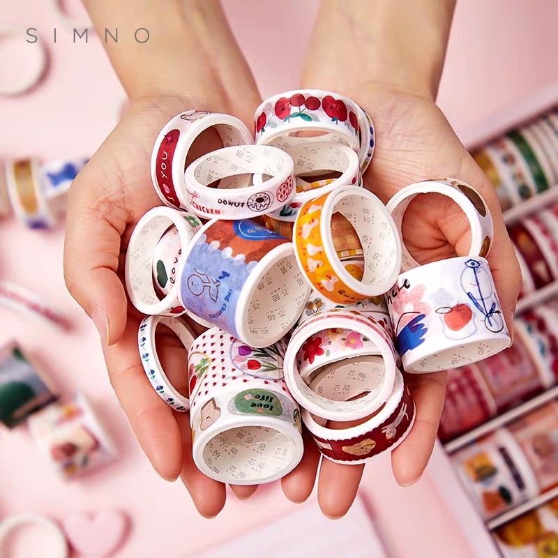 Hộp 100 cuộn washi tape dễ thương
