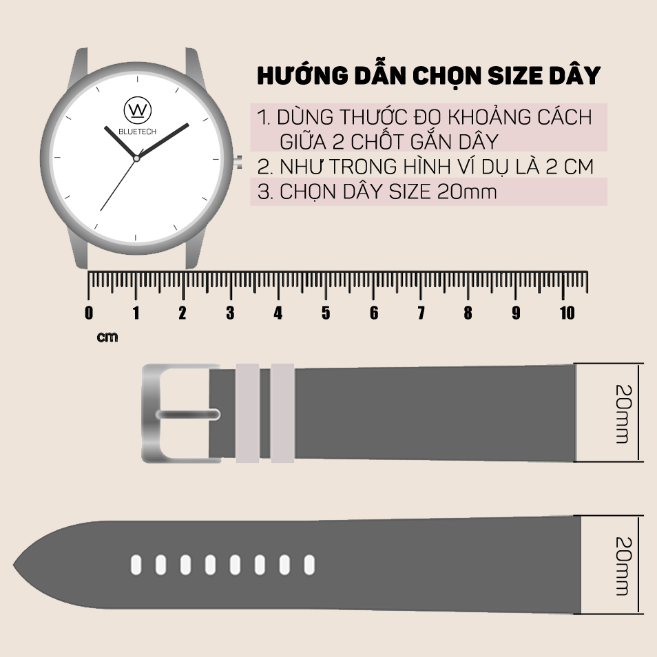 Dây da đồng hồ nam nữ, da bê đủ size 14-24mm