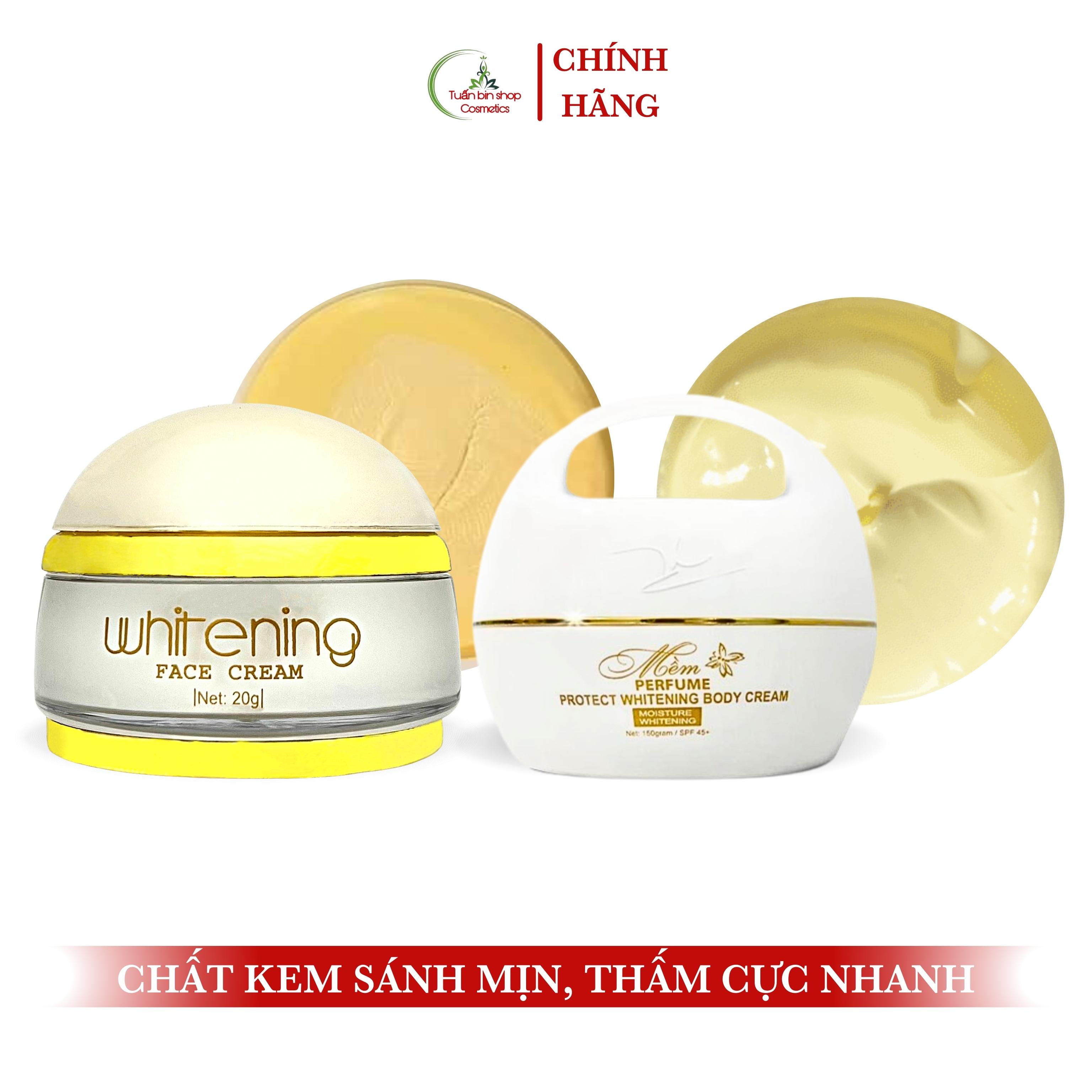 Bộ kem dưỡng trắng da mặt và da body Acosmetics, kem face pháp, kem body mềm 170g