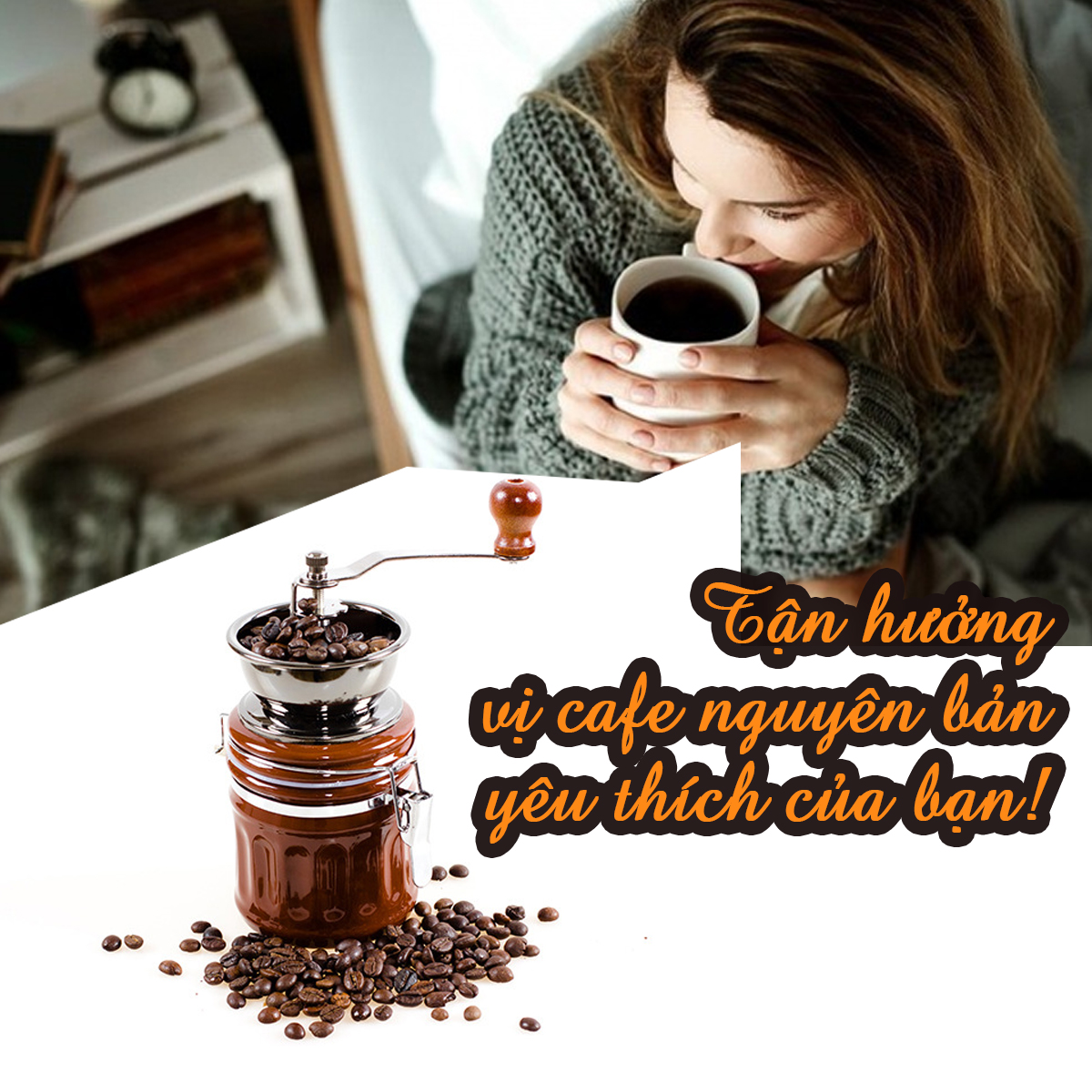 Máy xay cafe cầm tay | Cối xay cà phê hạt với lõi nghiền bằng gốm cao cấp bền bỉ | Dụng cụ xay cafe