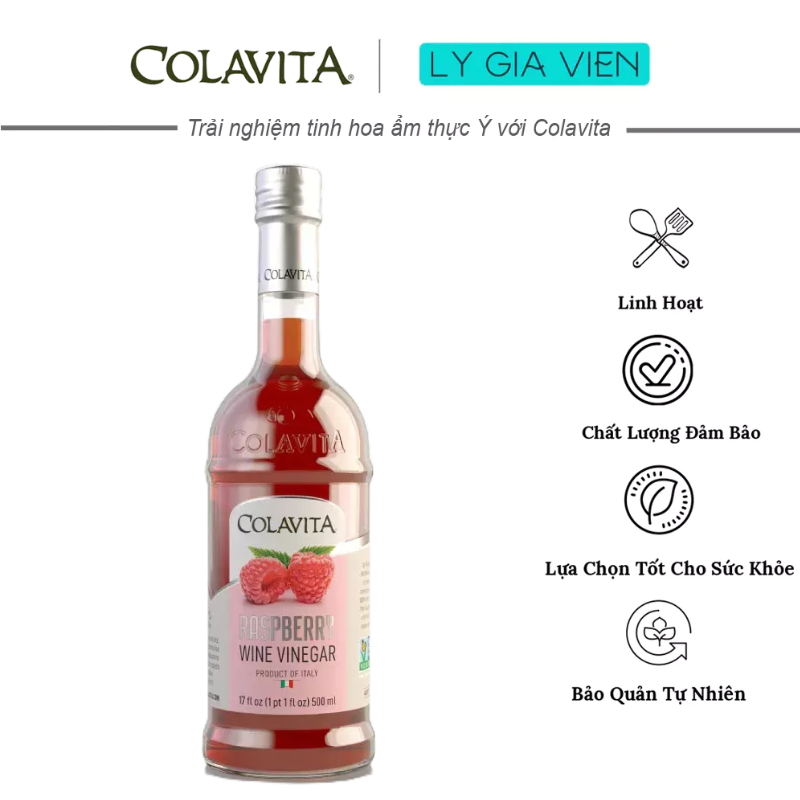 Giấm Rượu Mâm Xôi Colavita Raspberry Wine Vinegar Nhập Khẩu Từ Ý _ Dùng Trộn Salad, Làm Sốt, Pha Chế Cocktail