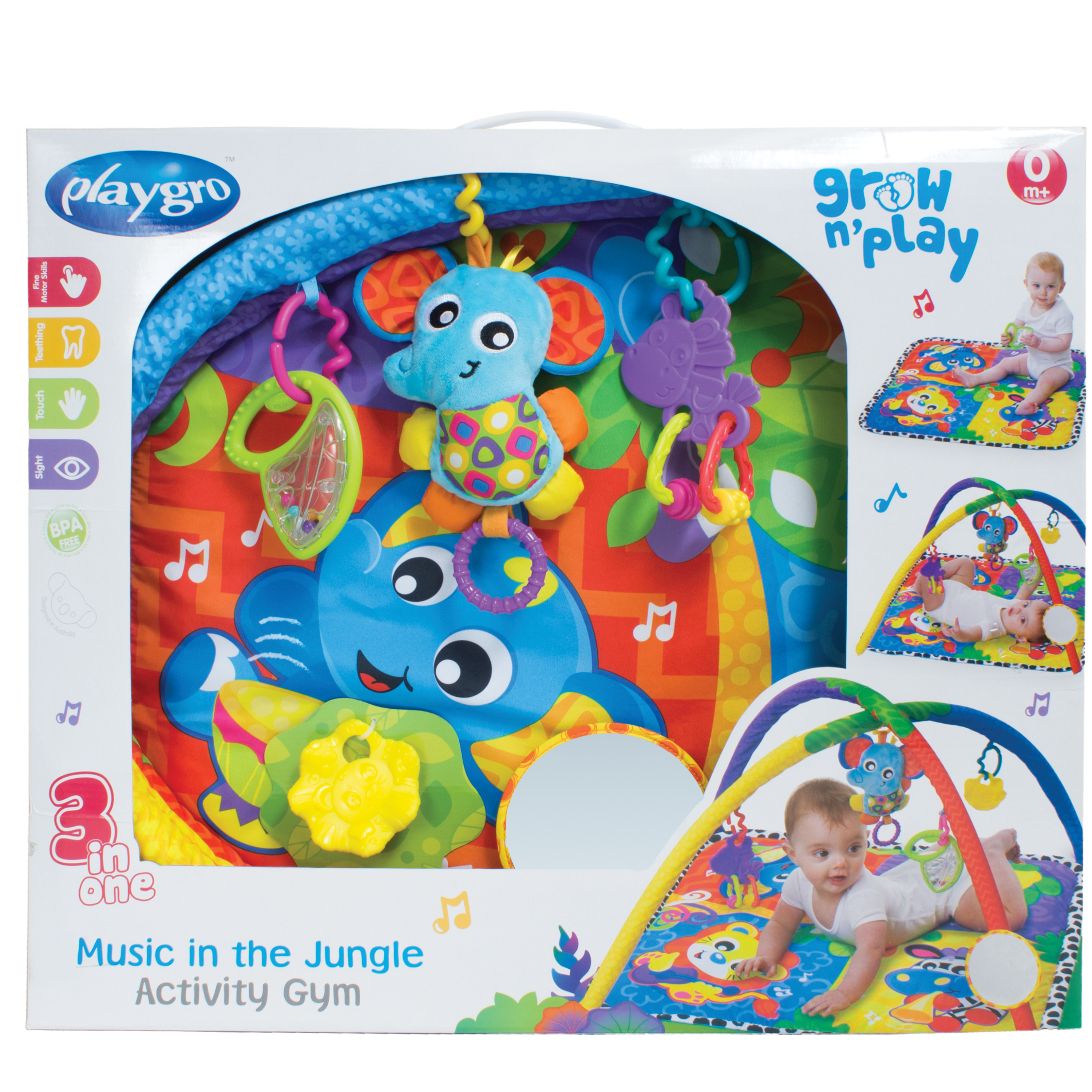 Thảm nằm chơi nhạc rừng Playgro Music in the Jungle Activity Gym, cho bé sơ sinh đến 24 tháng