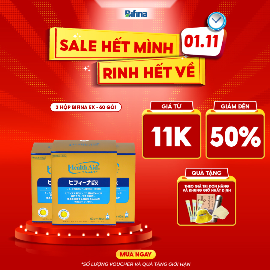 Combo 3 hộp Men vi sinh Bifina Nhật Bản - Loại EX hộp 60 gói