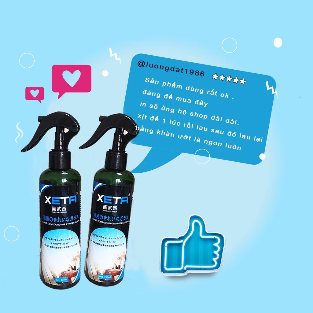 Chai xịt Tẩy ố kính XETA - dung dịch vệ sinh, làm sạch bề mặt kính - sản xuất theo công nghệ phủ NANO Nhật Bản - 230ml