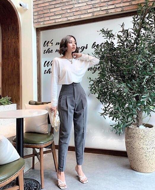 Quần baggy cạp liền 2 khuy COC22, quần tây cạp cao học sinh, công sở cho nữ