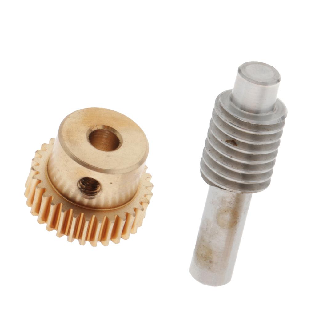 0.5 Modulus Brass Worm Gear Wheel + Gear Shaft Set 20 Tooth