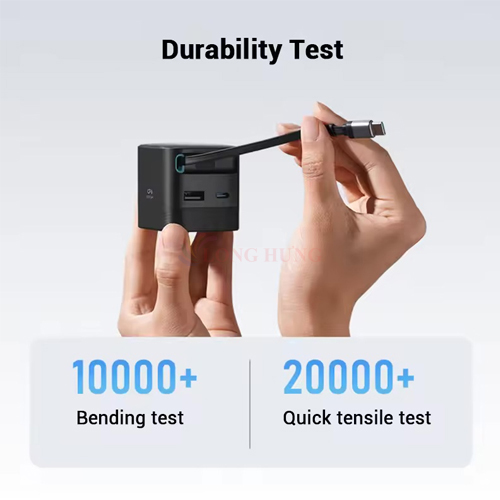 Cốc sạc Cuktech GaN Built-in USB-C Cable 1USB 2Type-C 67W CP6 AD653W - Hàng chính hãng