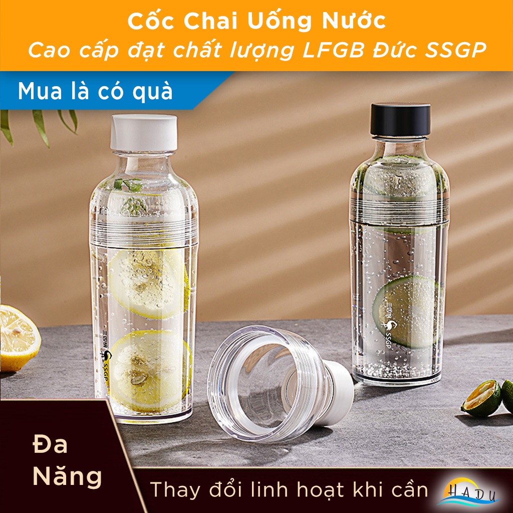 Chai Đựng Nước Ép Hoa Quả Trái Cây Bằng Nhựa Kiêm Cốc 260ml Cao Cấp Đạt Chất Lượng LFGB Đức SSGP