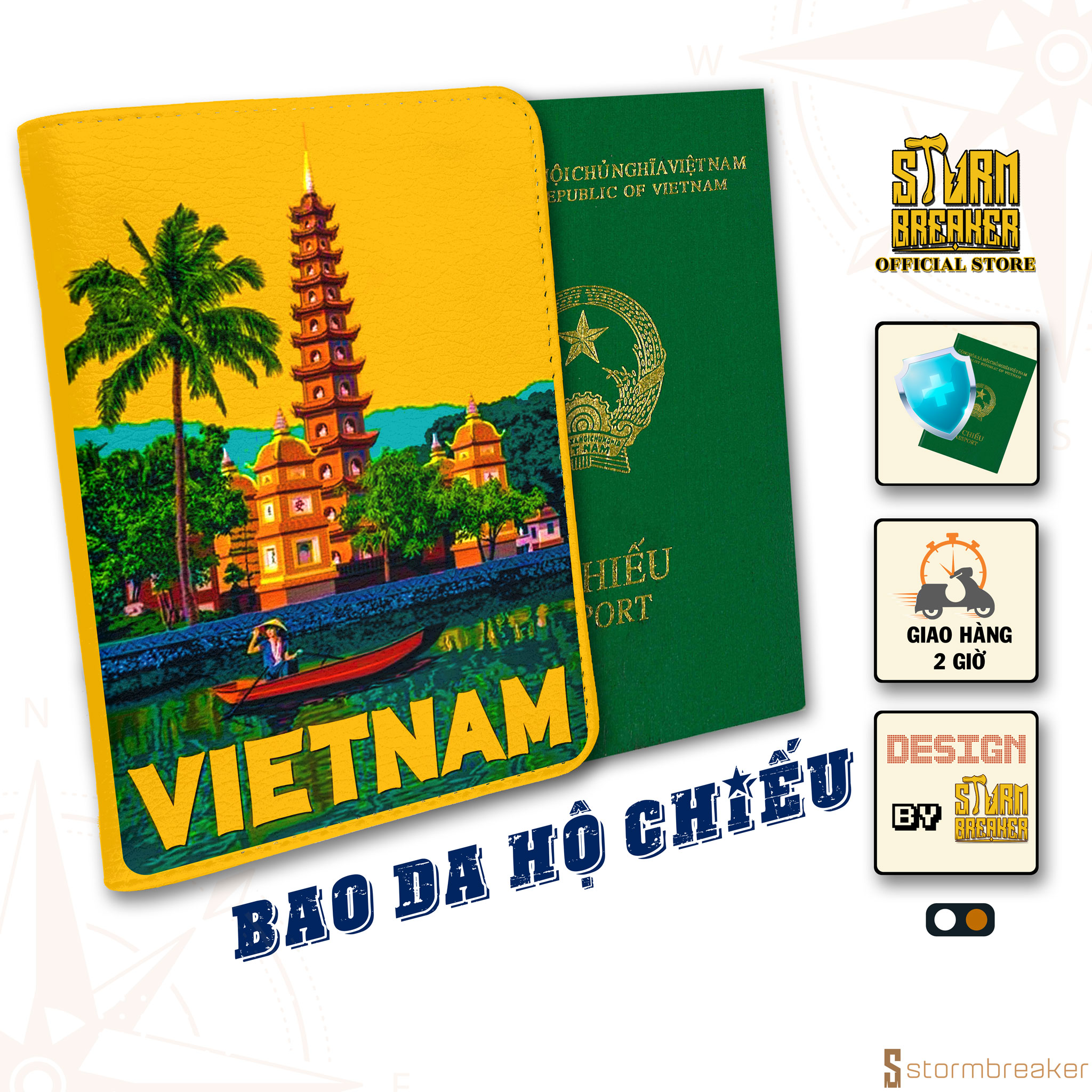 Ví Passport Du Lịch VIỆT NAM - Bao Da Hộ Chiếu STormbreaker Siêu Dễ Thương - Passport Cover Holder TRAVEL WITH VIETNAM - Thiết Kế Đơn Giản - Tinh Tế - Hình Ảnh Sắc Nét - PP189