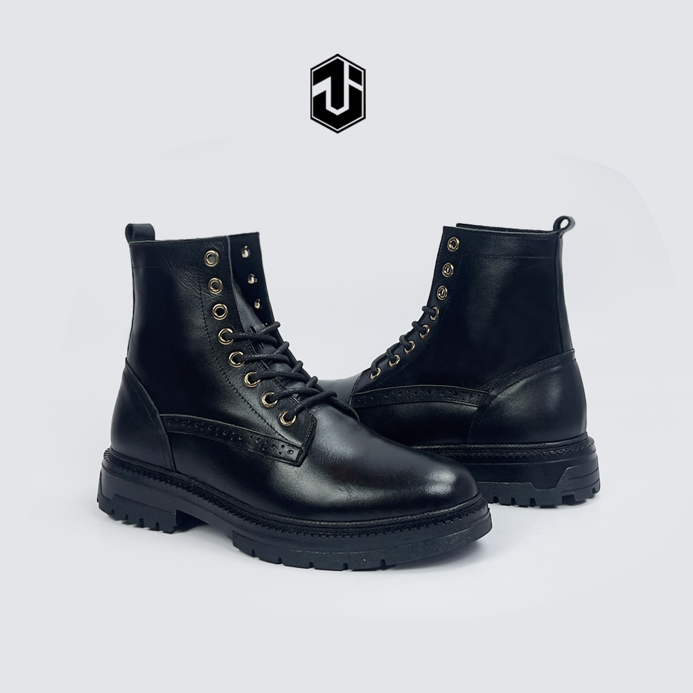 Giày Da Nam S Chunky Combat Boot J1, Da Bò Italy Nhập Khẩu, Đế Cao Su Tăng Chiều Cao 4.5cm Năng Động Cá Tính