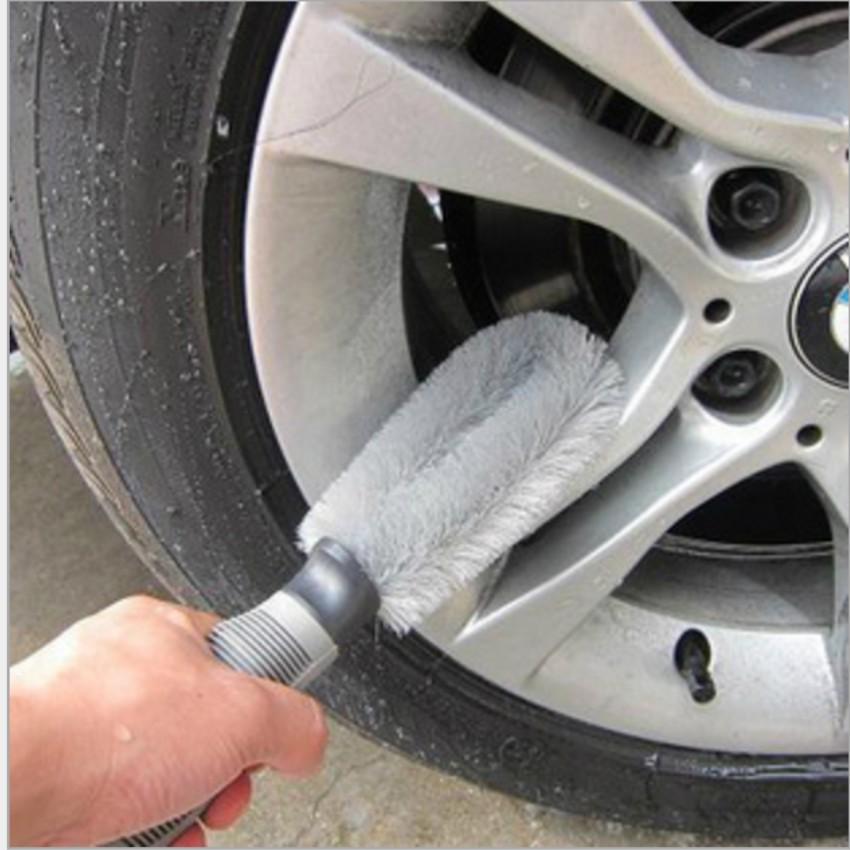 ️️ Bàn chải cọ rửa làm sạch lốp ô tô (Xám) Tặng Kèm Bộ 4 miếng dán chống xước tay cửa xe ô tô