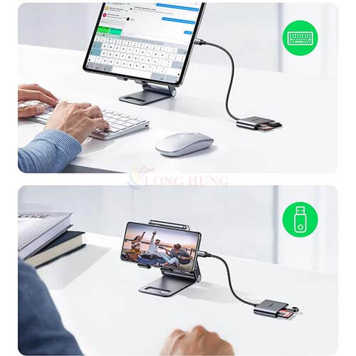 Cổng chuyển đổi Ugreen 3-in-1 USB-C Multifunction Card Reader CM387 80798 - Hàng chính hãng