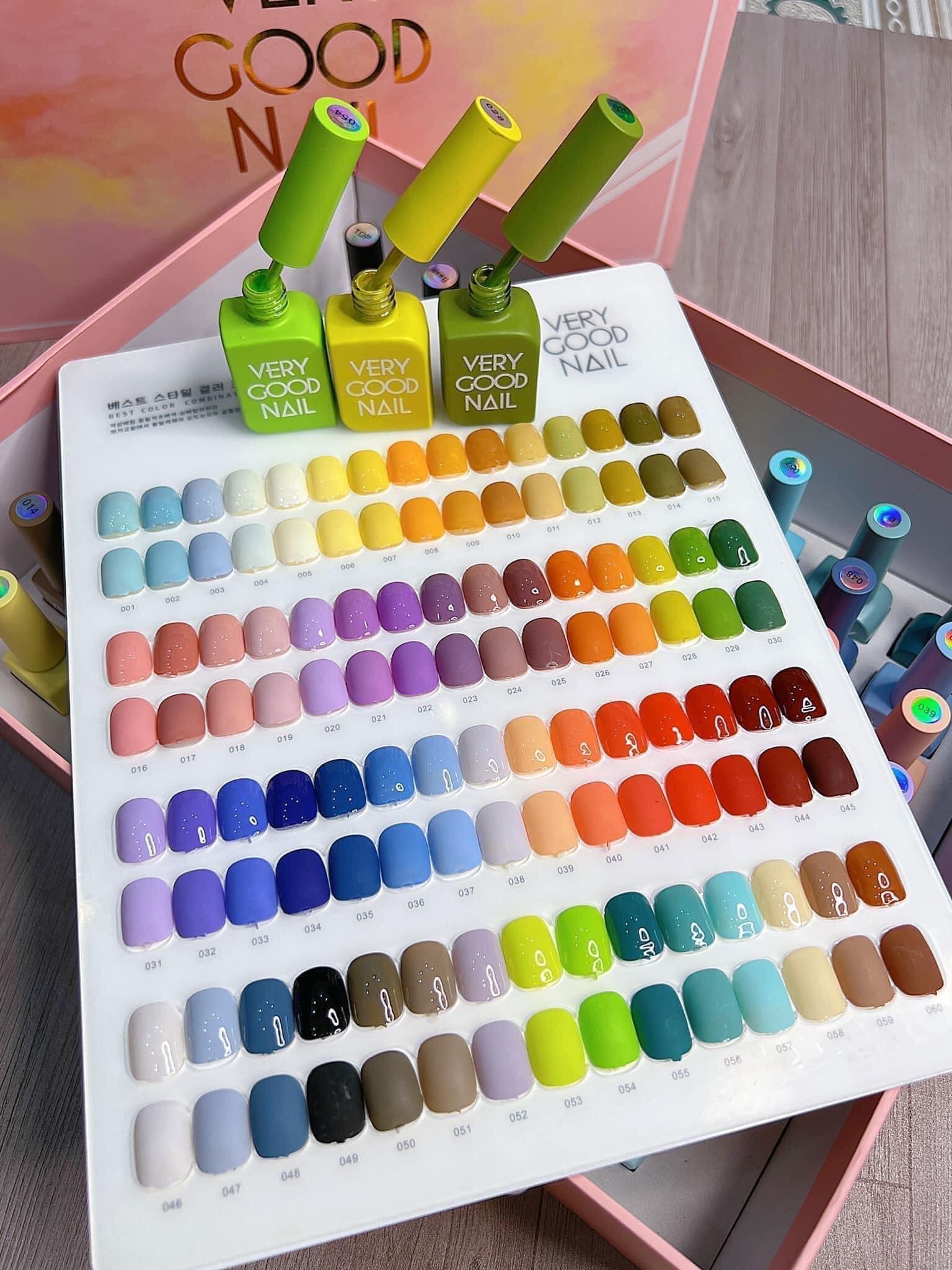 Sơn verygood nail 60 màu tặng kèm bảng màu và bass top làm móng tay