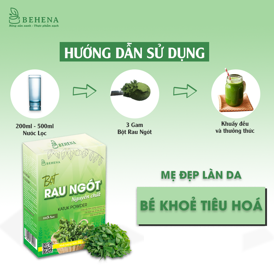 Bột Rau Ngót Behena Nguyên Chất Sấy Lạnh (50g)