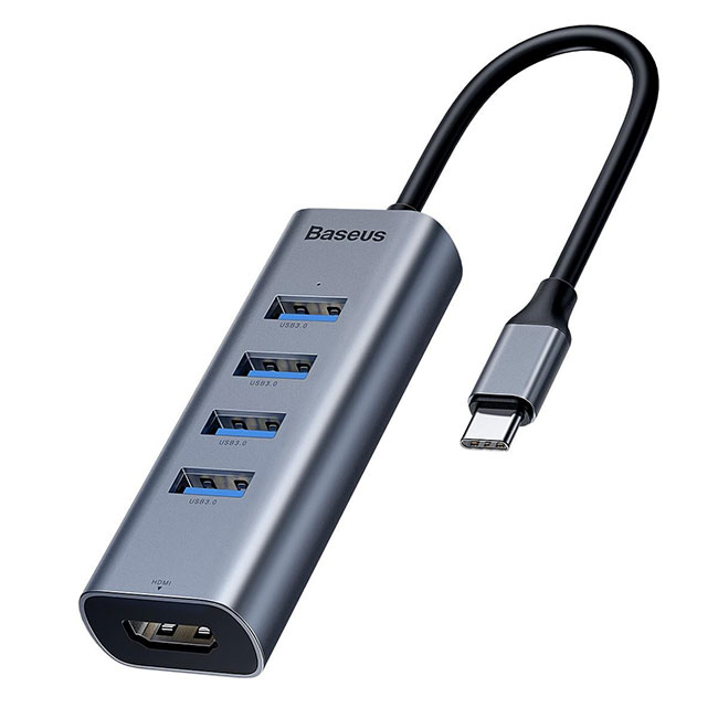 Hub chuyển Baseus Enjoy Series Type C to 4 Port USB 3.0 + Type C PD (intelligent HUB Adapter)- Hàng nhập khẩu