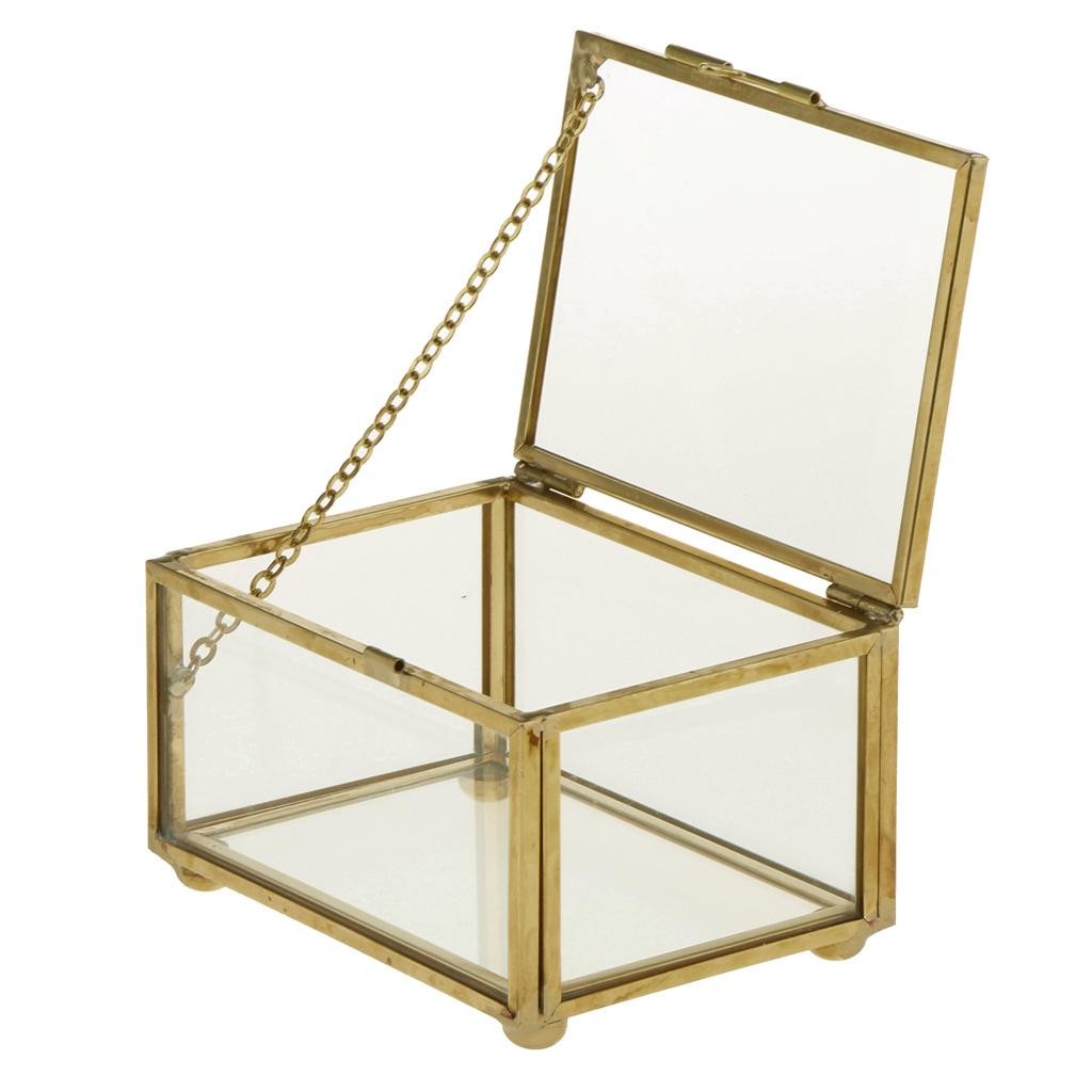 Geometric Glass Jewelry Box Table Succulent Plants Container