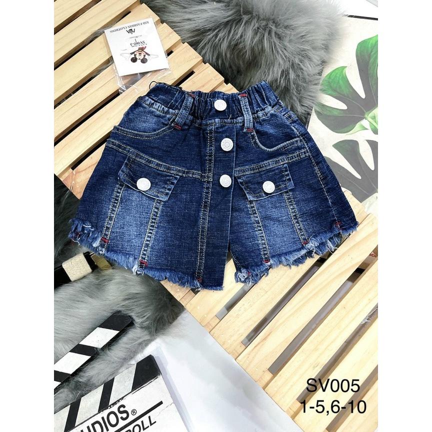 Quần đùi giả váy cho bé gái phối đồ đi chơi đi học size 12-28kg chất jeans co giãn mềm