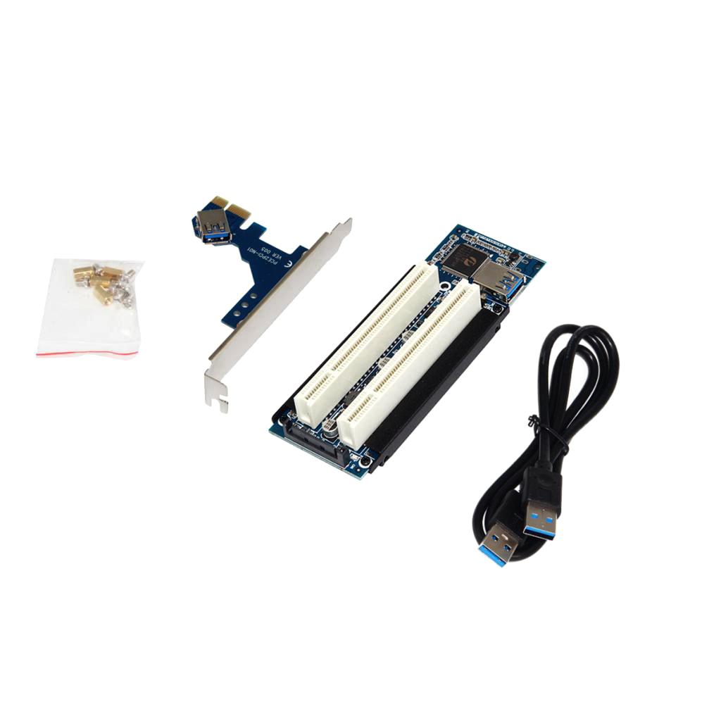 PCI-E Express X1 To Dual PCI Riser Extender Card Adapter With USB 3.0 Cable