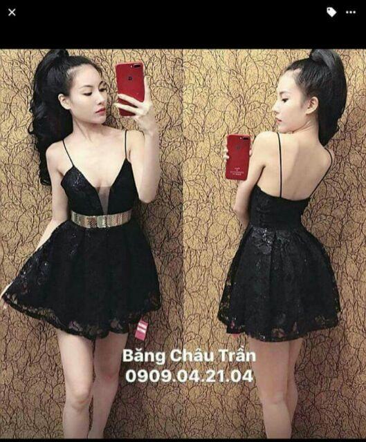 Đầm ren pha lưới lót phồng