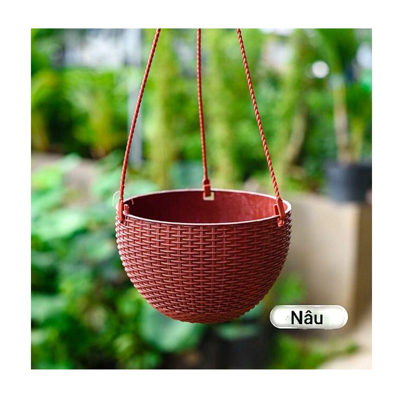 10 CHẬU nhựa treo đan mây,mẫu sang trọng,cứng dày đường kính 22x15cm-77521