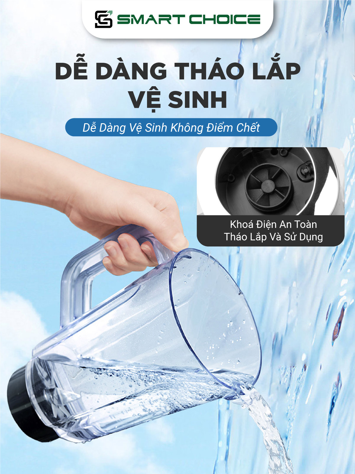 Máy Xay Sinh Tố SmartChoice SCG-ST003 Hàng Chính Hãng, Máy Xay Hoa Quả 300W 1000ml Đầu Cắt 3 Chiều