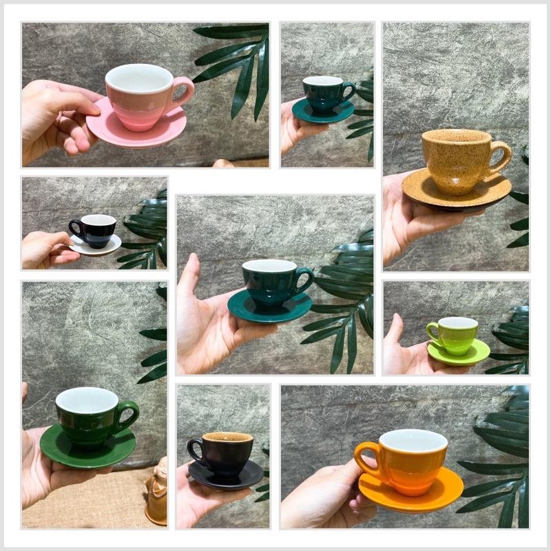 Cốc sứ uống cà phê 80ml - Cốc cà phê pha máy - Nhiều màu lựa chọn - Gốm Bát tràng